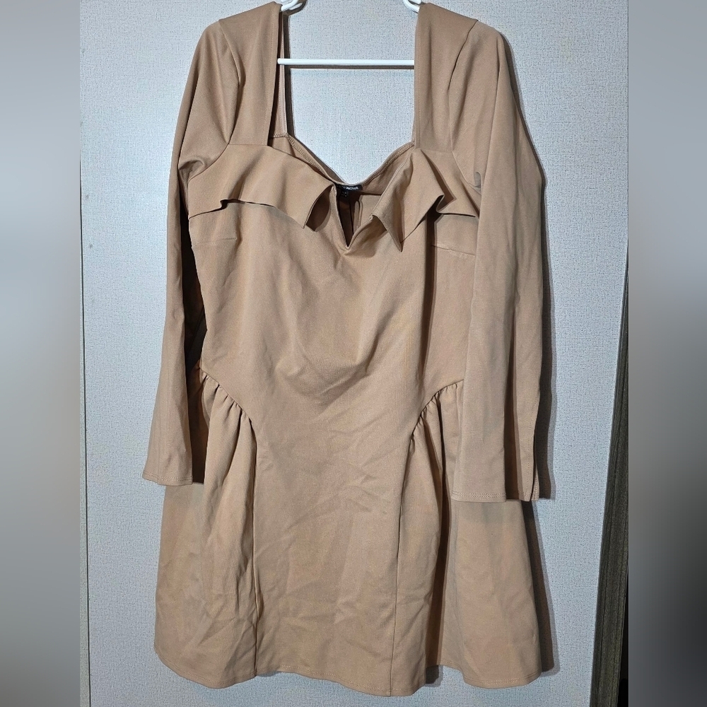 Fashion Nova Beige Long Sleeve Dress - Picture 3 of 3